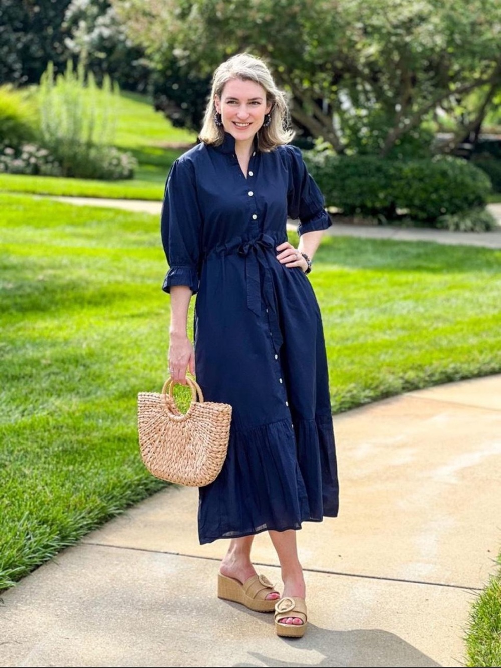 Holly Shae Catherine Dress - Navy Corduroy, size XS *MISSING BELT*